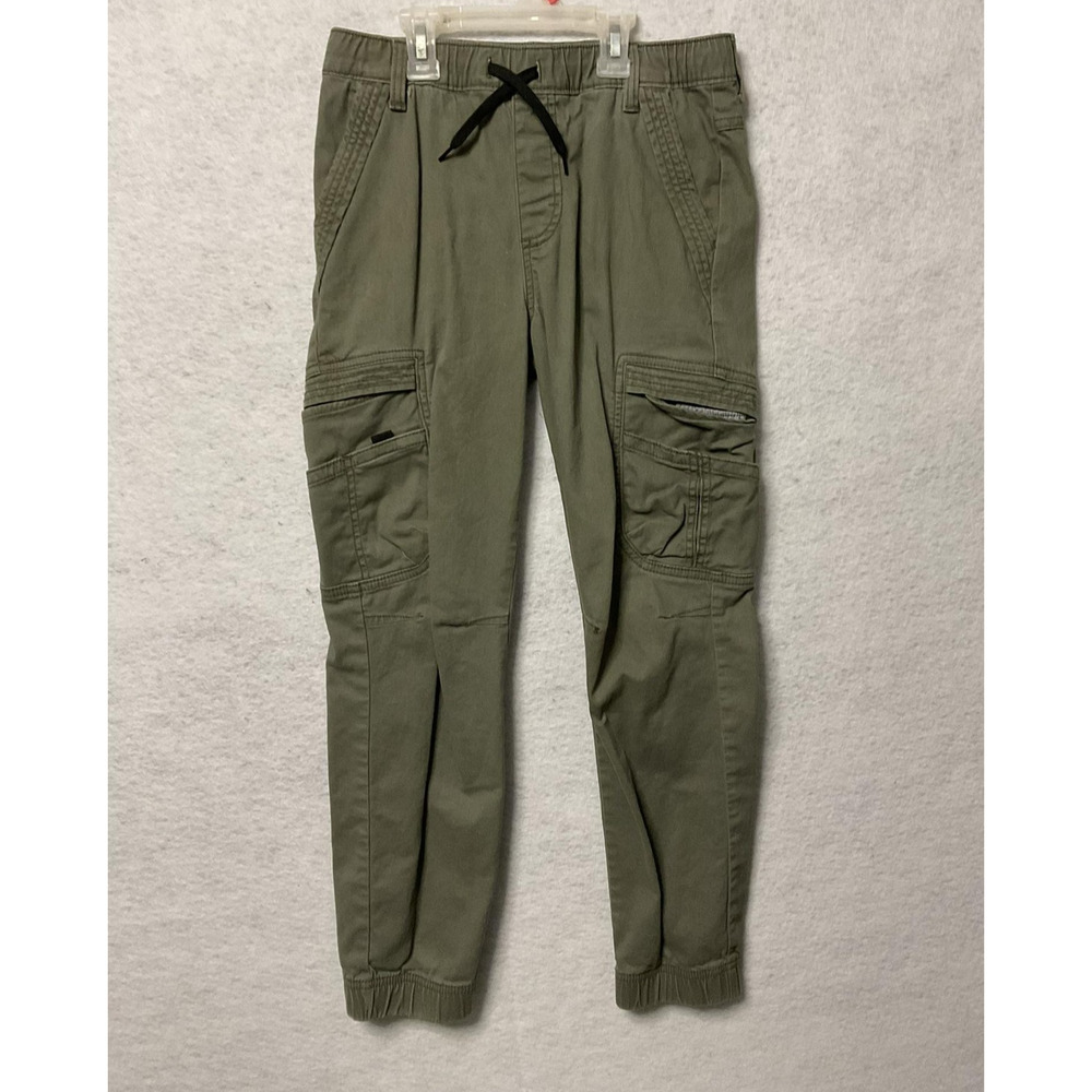 Wrangler Pants Boys 12 Regular Green Cargo Jogger Elastic Waist Pockets